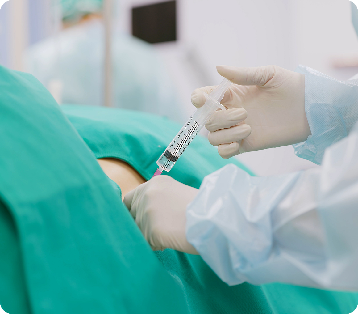 Healthcare professional administering injection