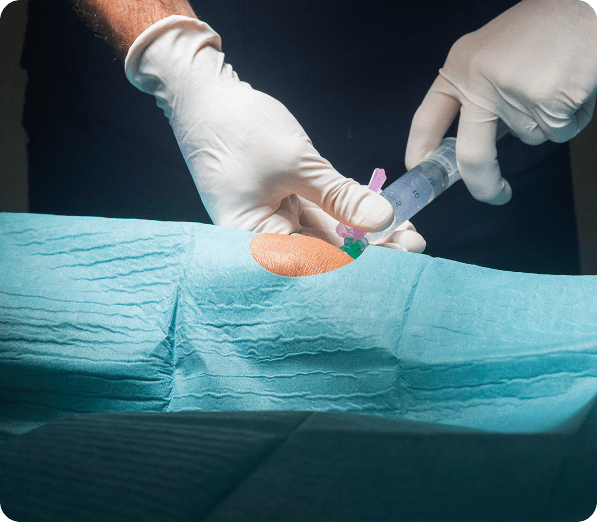 Doctor administering injection